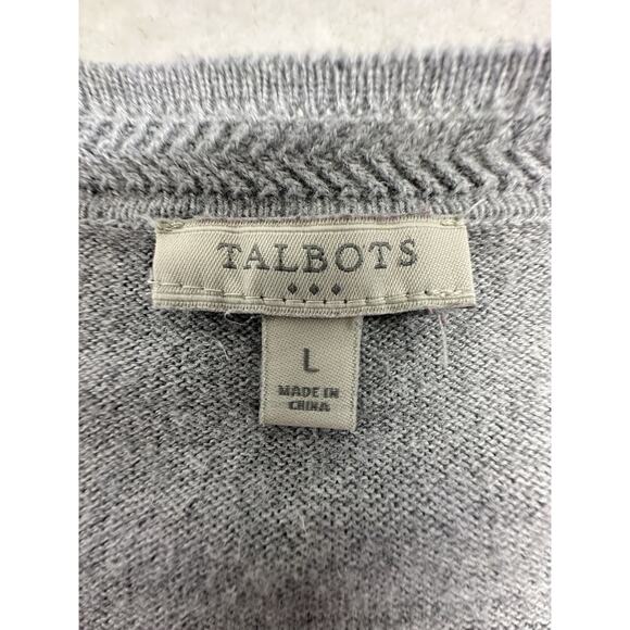 Talbots Sweater Gray Womens Large Rayon Blend V Neck Button Accent Career Work - Picture 3 of 7